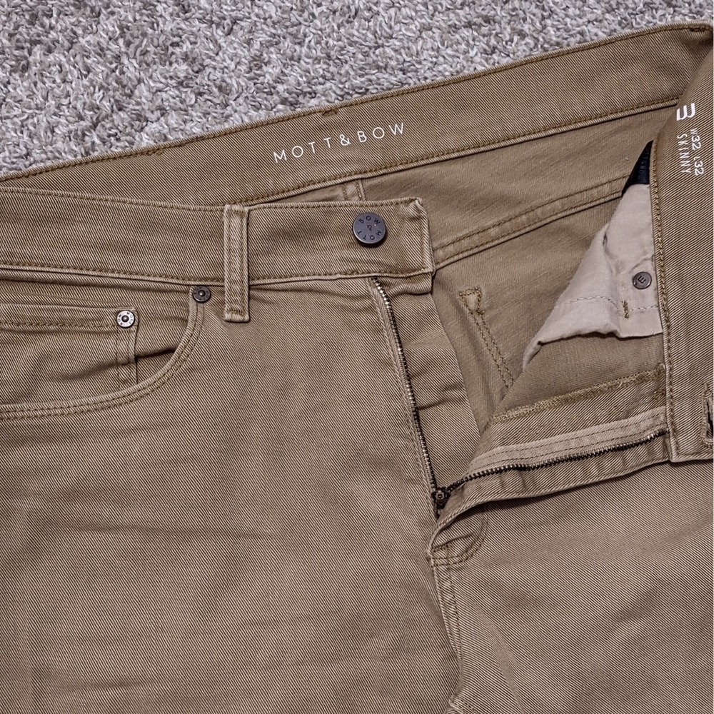 Mott & Bow Jeans Mens 32x32 Khaki Mercer Skinny Fit Stretch Comfort Twill Denim